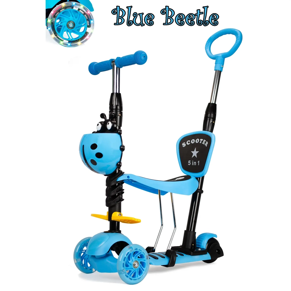 Main product image for 3 Wheel MULTI Scooter with LED Light Wheels - Blue Beetle