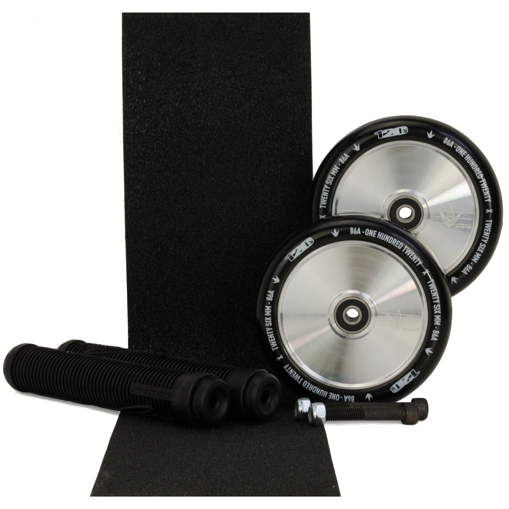 Main product image for Envy 120mm Hollowcore Polished Wheels + Black Grips Pack