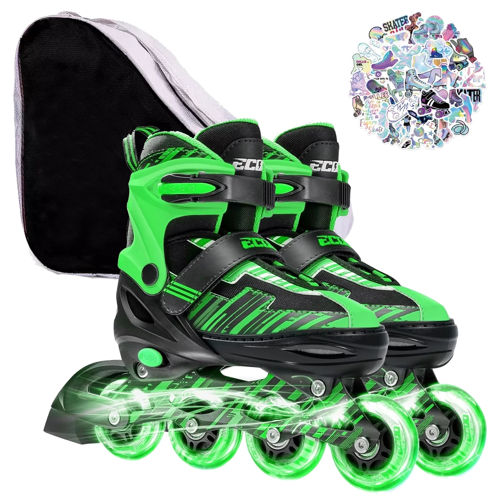 Main product image for Ecoo Inline LED Skates - Green