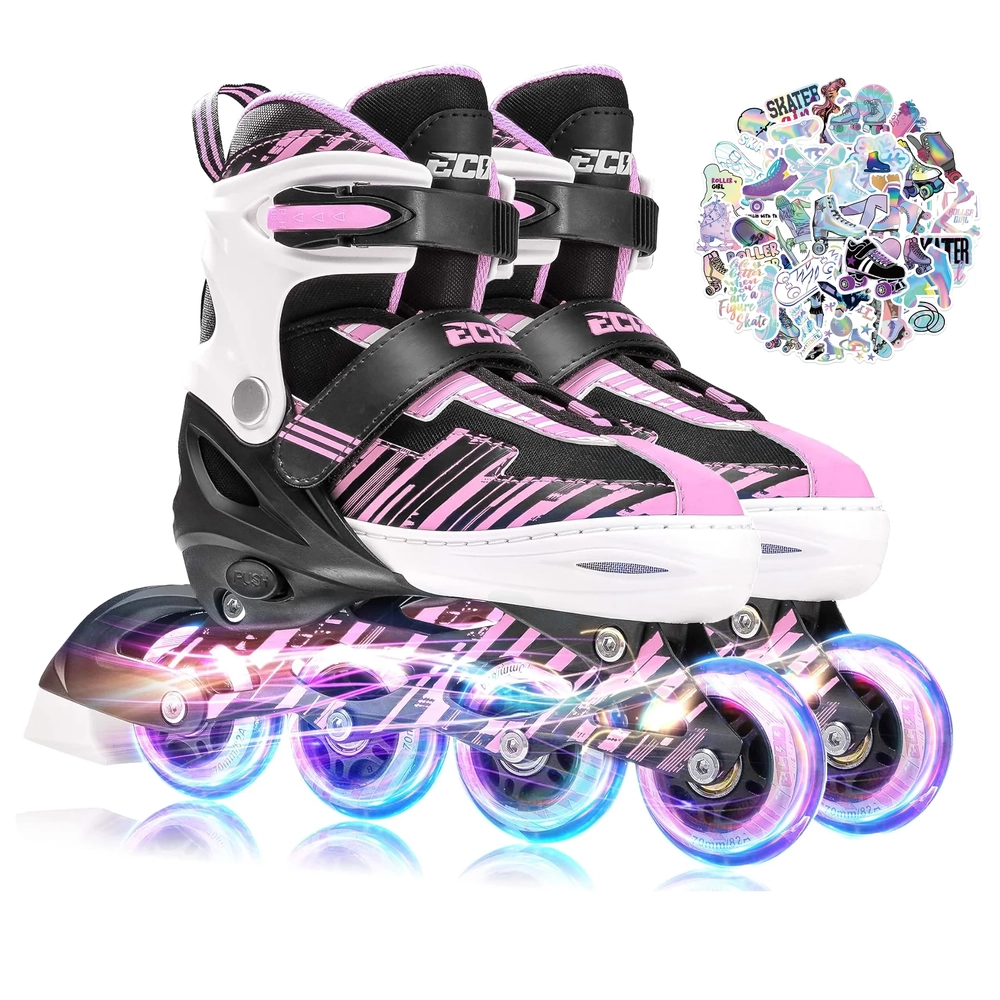 Main product image for Ecoo Inline LED Skates - Pink Small 17cm-19cm