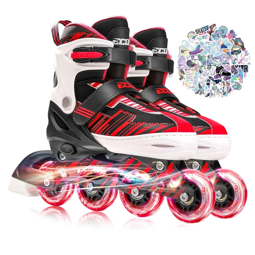 Main product image for Ecoo Inline LED Skates - Red Small 17cm-19cm