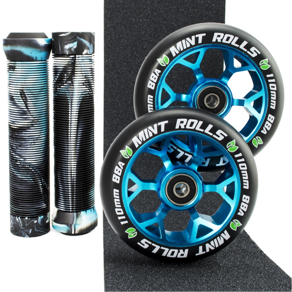 Main product image for Mint Rolls 110mm Wheels Grips & Tape Pack Blue/Arctic