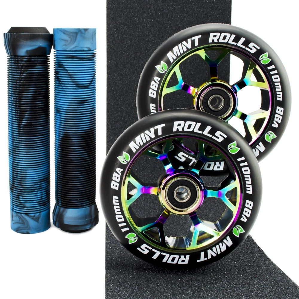 Main product image for Mint Rolls 110mm Wheels Grips & Tape Pack Oil Slick/Black Aqua