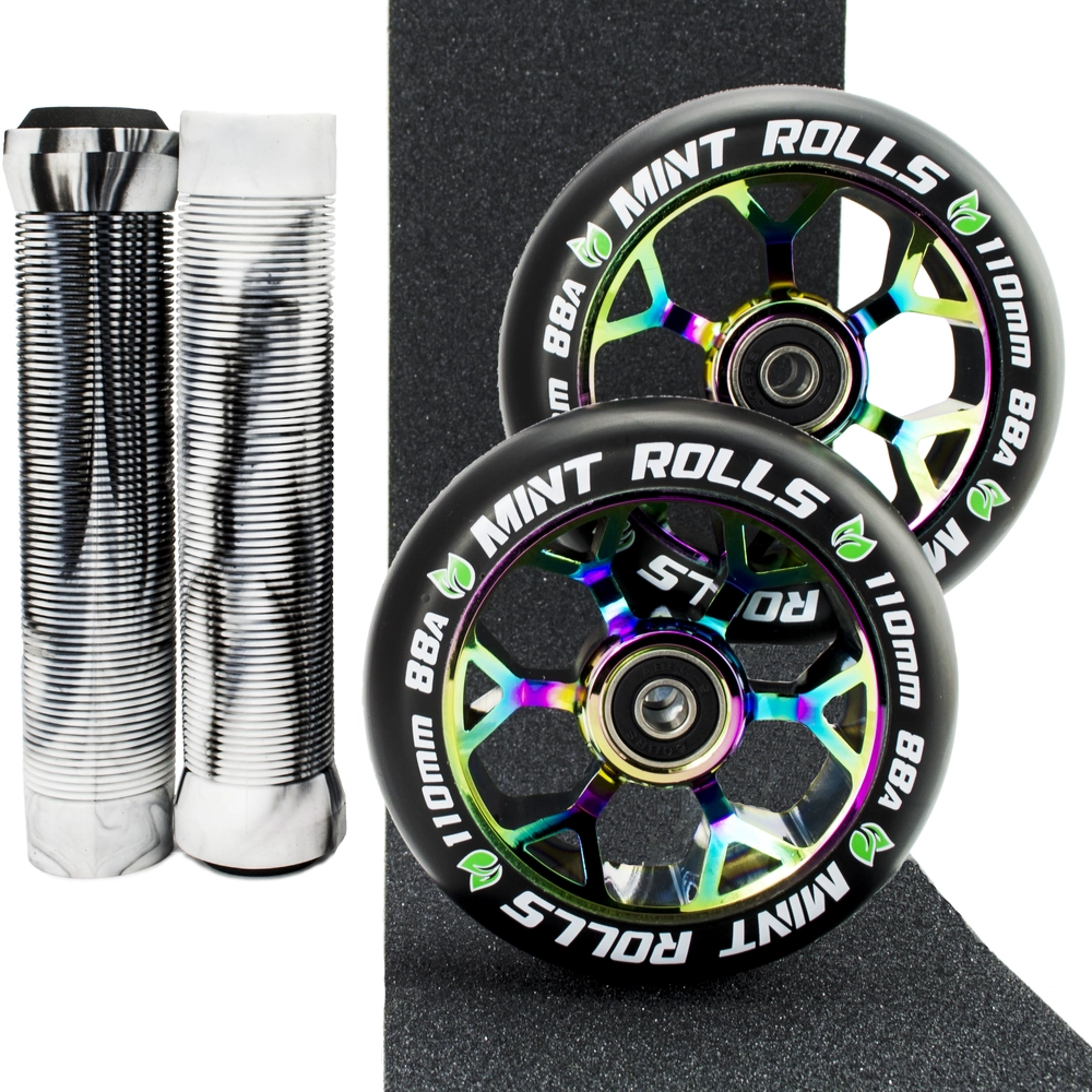 Main product image for Mint Rolls 110mm Wheels Grips & Tape Pack Oil Slick/Black White