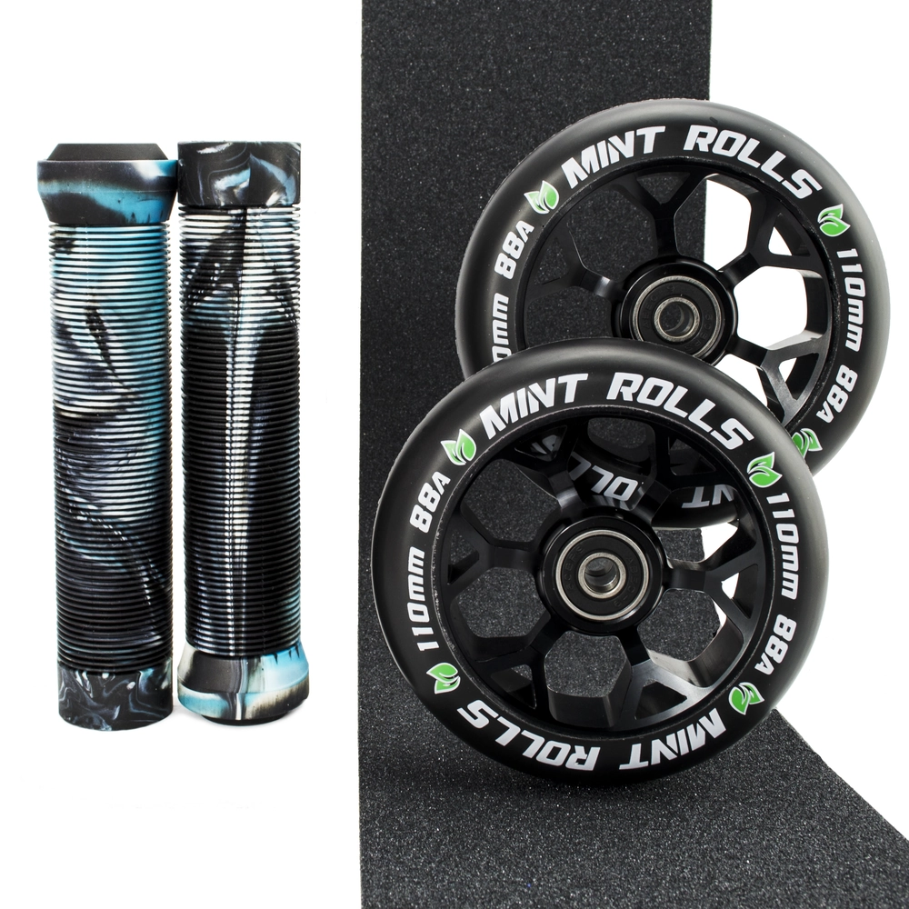 Main product image for Mint Rolls 110mm Wheels Grips & Tape Pack Black/White/Aqua