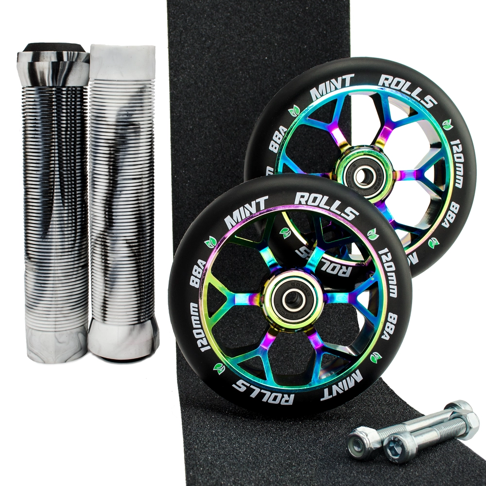 Main product image for Mint Rolls 120mm Wheels Grips Tape Pack Oil Slick Black/White
