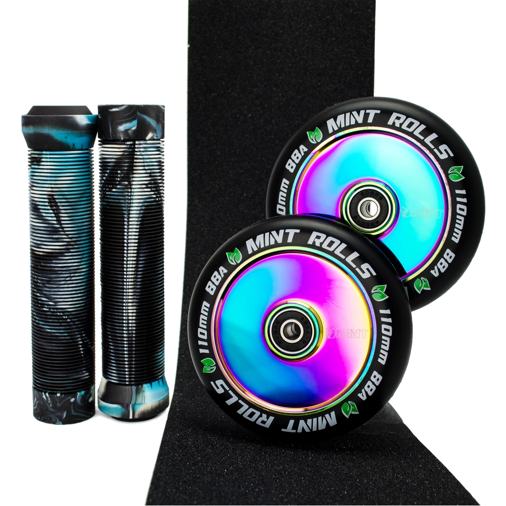 Main product image for Mint Rolls 110mm Hollow Core Wheels Grips & Tape Pack Oil Slick/Arctic