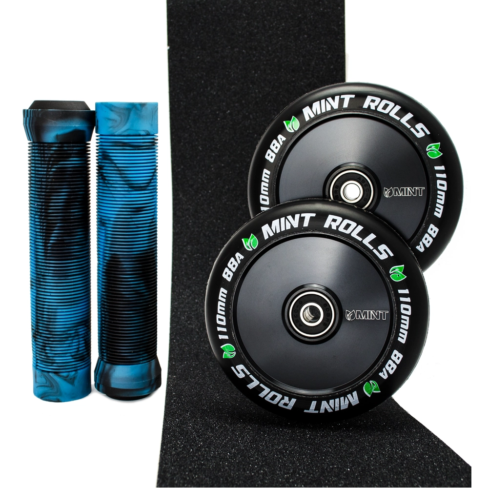 Main product image for Mint Rolls 110mm Hollow Core Wheels Grips & Tape Pack Black/Aqua