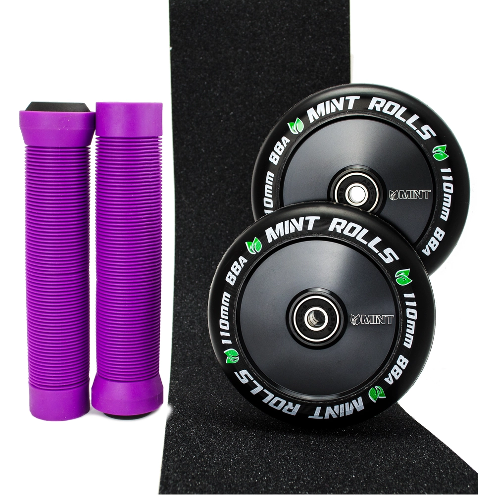 Main product image for Mint Rolls 110mm Hollow Core Wheels Grips Tape Pack Black/Purple