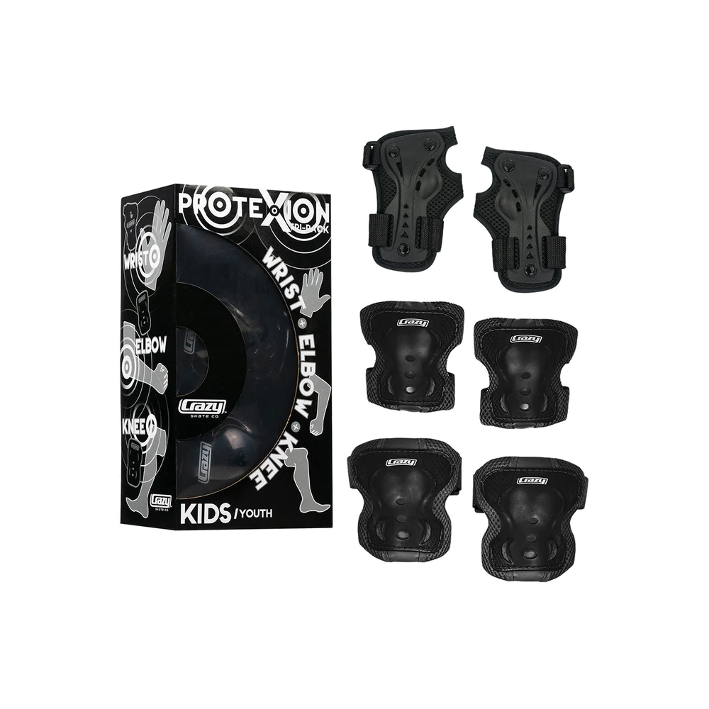Main product image for Crazy Skates Protexion Kids Tri-Pack Black