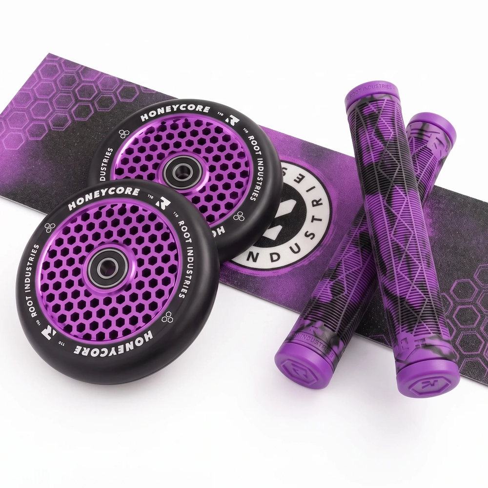 Main product image for Root Industries Honeycore Purple 110mm Wheel & Fractal Grip Pack