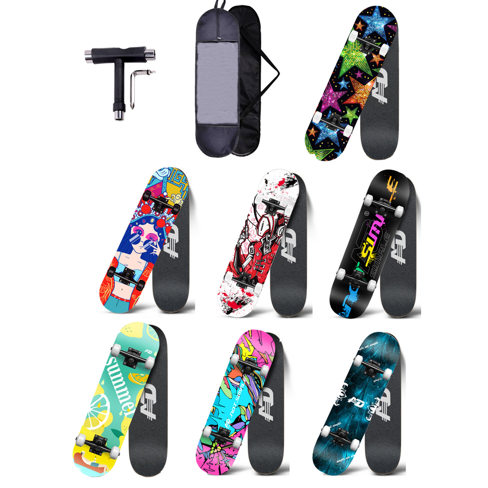 Main product image for AD Double Kick Complete Skateboard Suitable Beginner Kids to Pro Adults